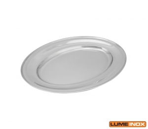 TRAVESSA OVAL RASA 35 CM EM AO INOX