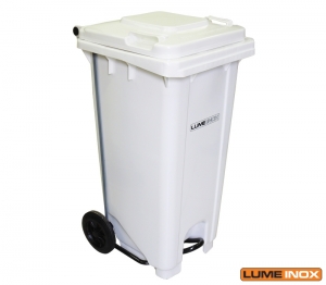 LIXEIRA BRANCA 120 L  COM PEDAL E RODAS