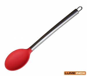 COLHER ARROZ 34 CM SILICONE CABO INOX